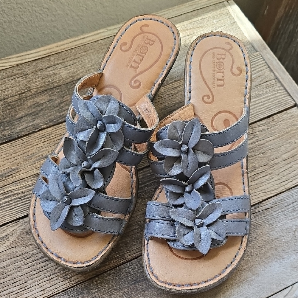 Born Slate Blue Floral Sandals